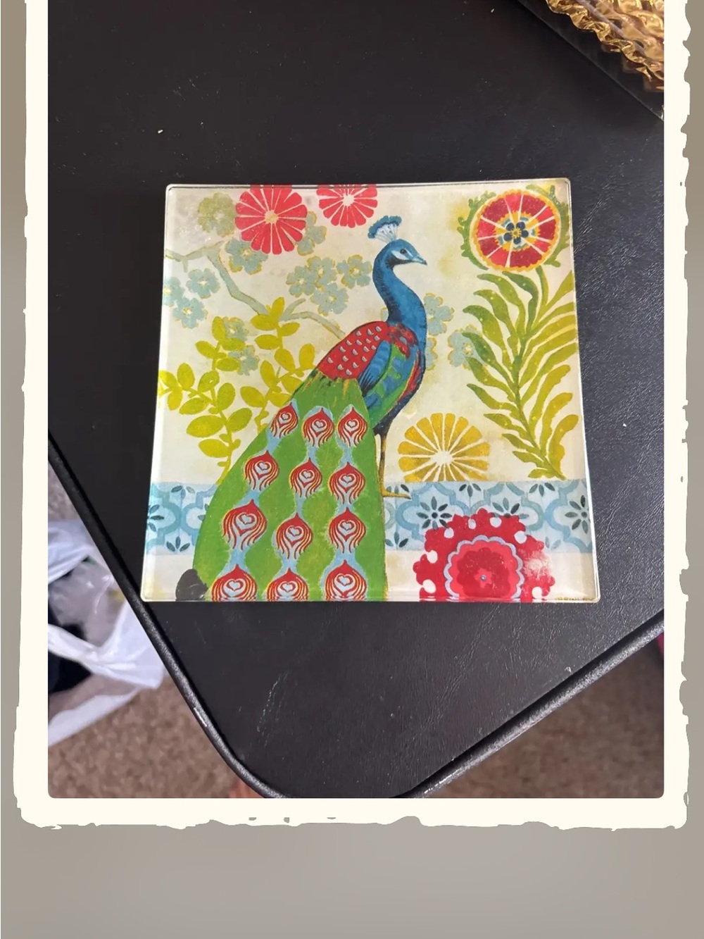 Peacock Art Tile Wall Accent - Multicolor